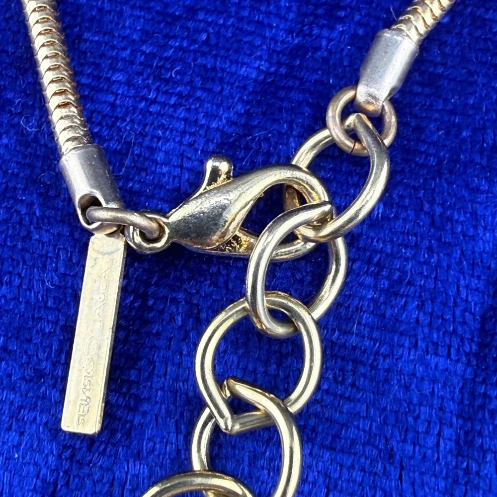 Faceted Glass Pendant Signed Casual Corner Necklace Gold Tone 30”